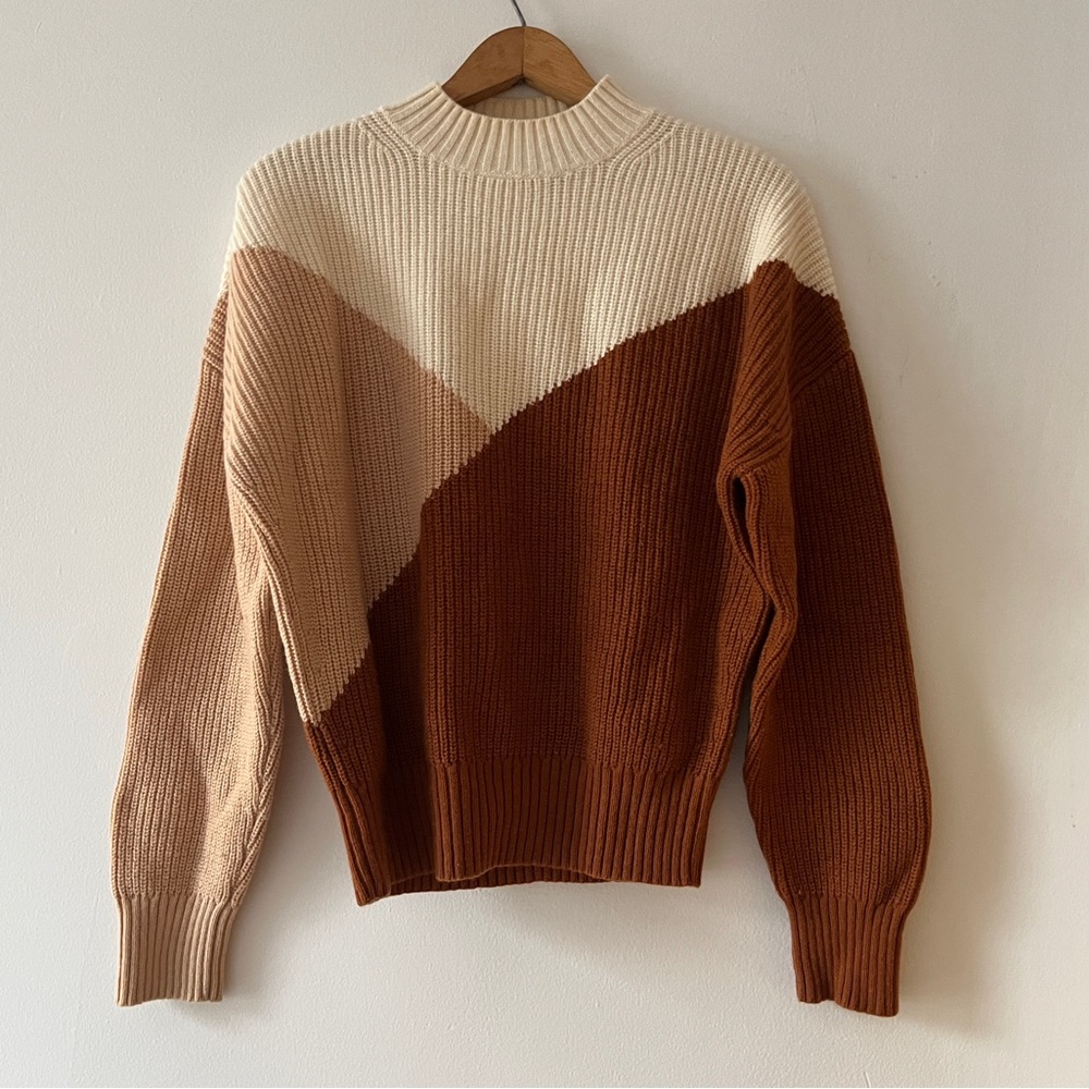 &Other Stories Retro Colorblock Sweater in Cream and Brown